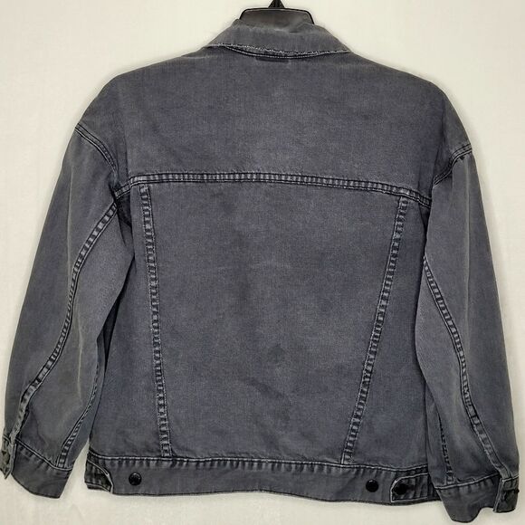 Free People Oversized Distressed Denim Trucker Jacket Size S/XS - Picture 11 of 12